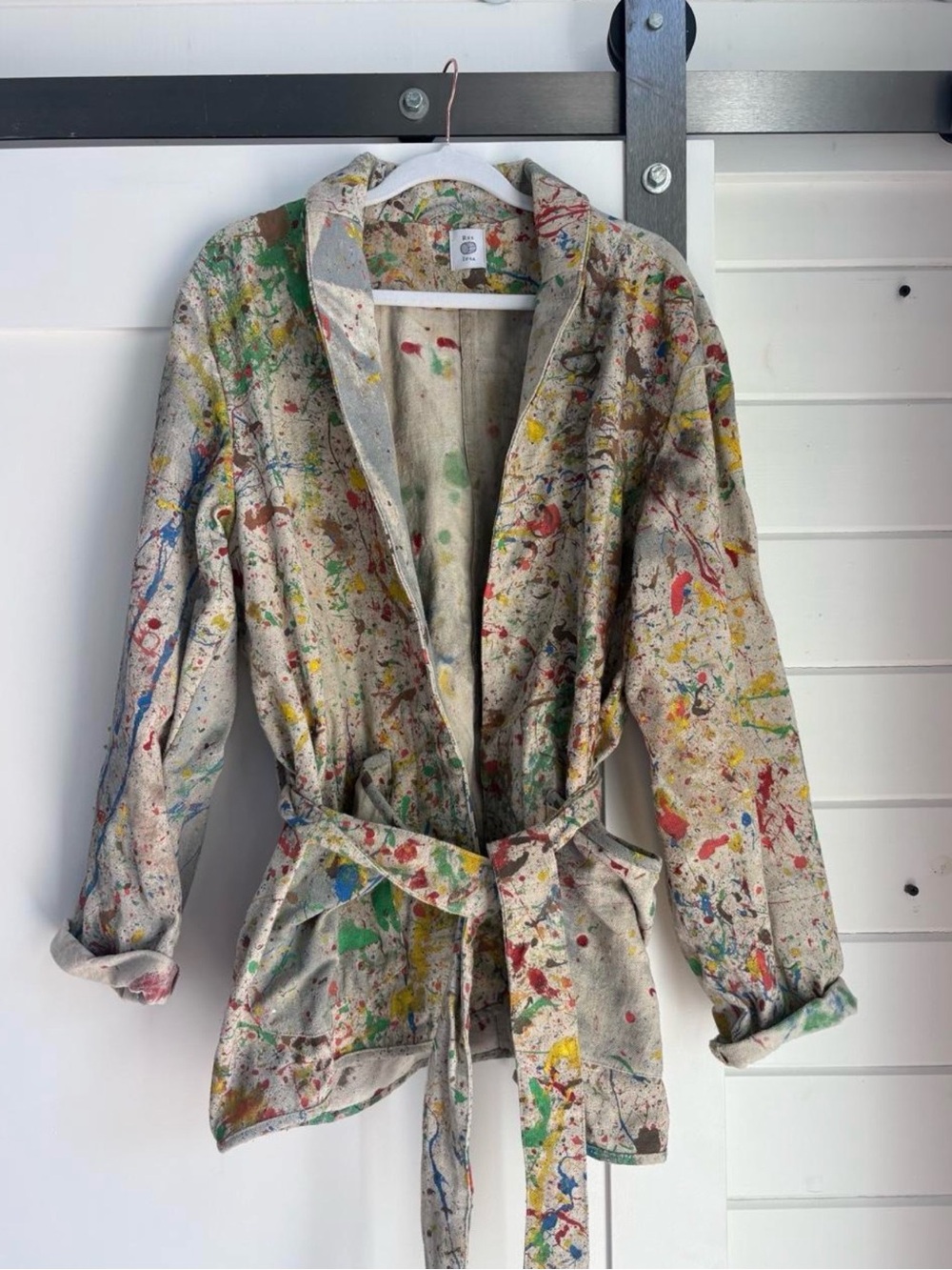 Red Ipsa Paint-Splatter Belted work shirt